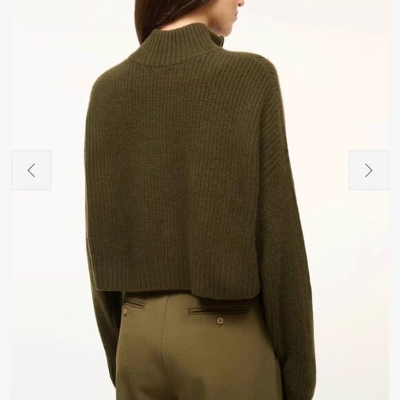 BEST STAUD Cropped Hampton Cashmere Sweater Olive Military Green Quiet Lux - Picture 3 of 4